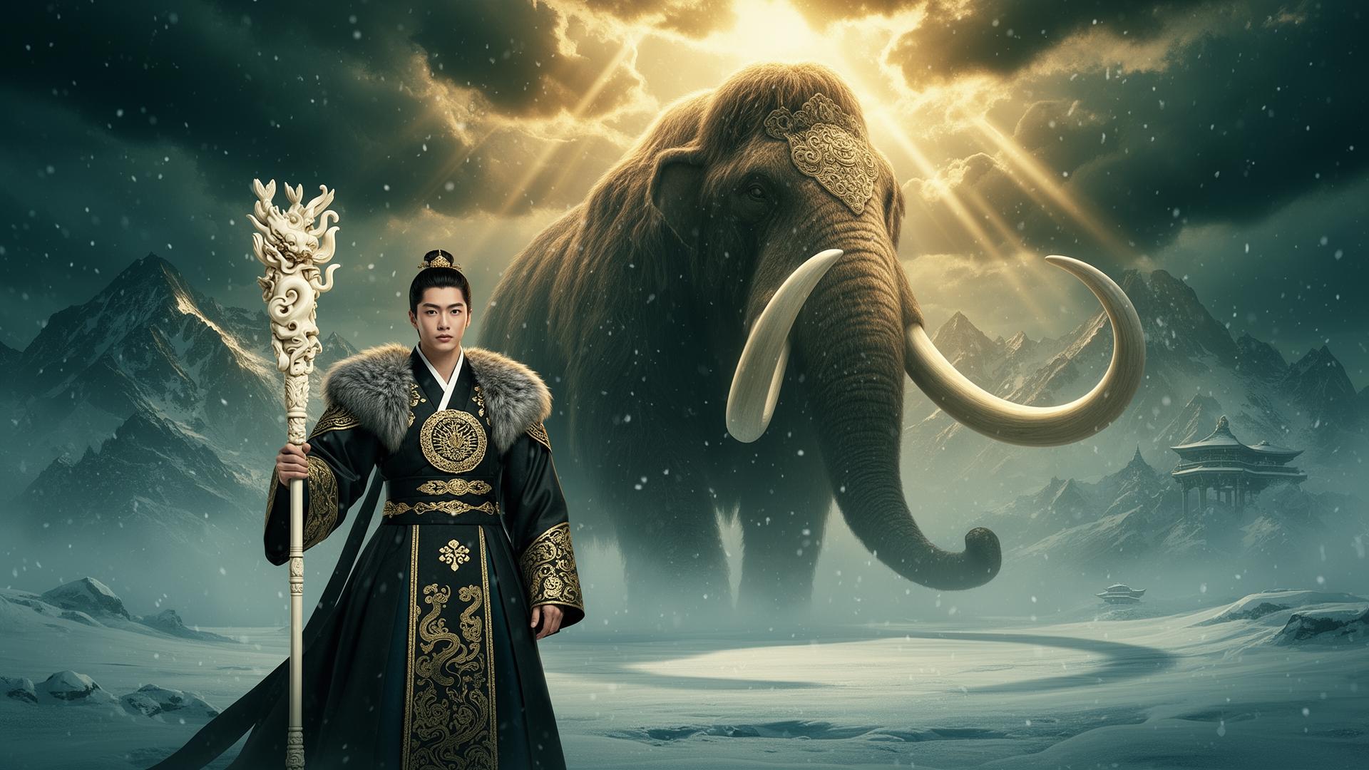 The frozen Mammoth Kingdom beneath a sky of stars